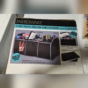 Farberware Black Trunk Organizer with Insulated Cooler